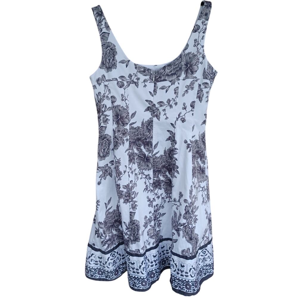 Jones Wear Floral Fit & Flare Sundress White Gray Sleeveless Cotton Size 10 - Picture 7 of 10